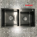 topmounted handmade black double sink